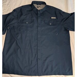 Habit Mens 3XL Blue Casual Button Down Performance Short Sleeve Fishing Shirt